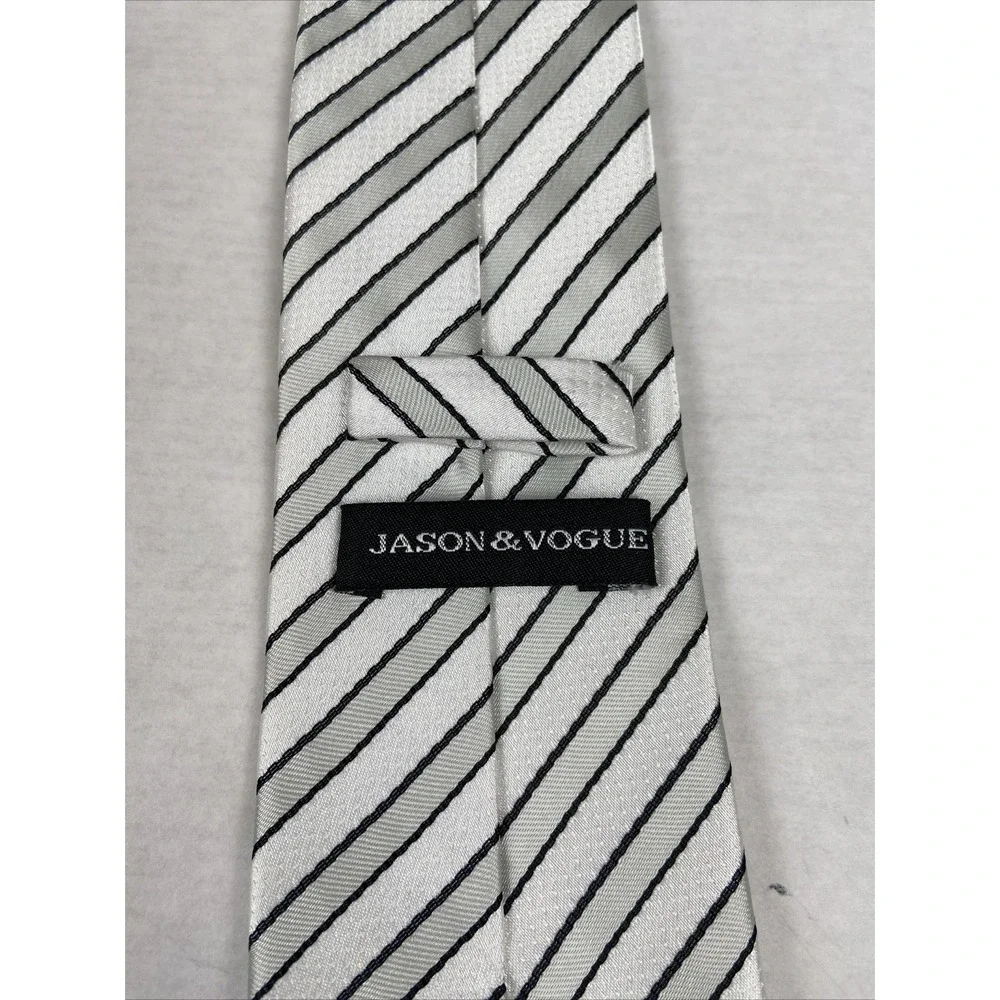 Jason & Vogue White/ Silver Striped Men's Tie